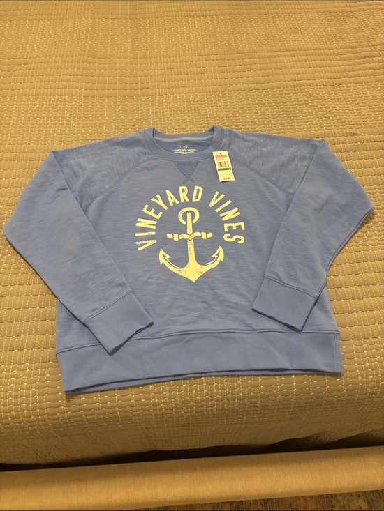 Vineyard Vines Sweaters - Vineyard Vines Light Blue Crewneck Sweatshirt with Yellow Anchor